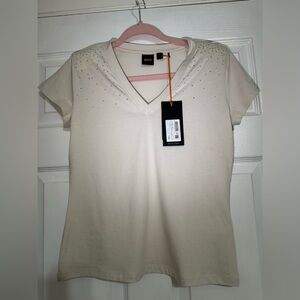 Hugo Boss Women's Cream V-Neck Tee